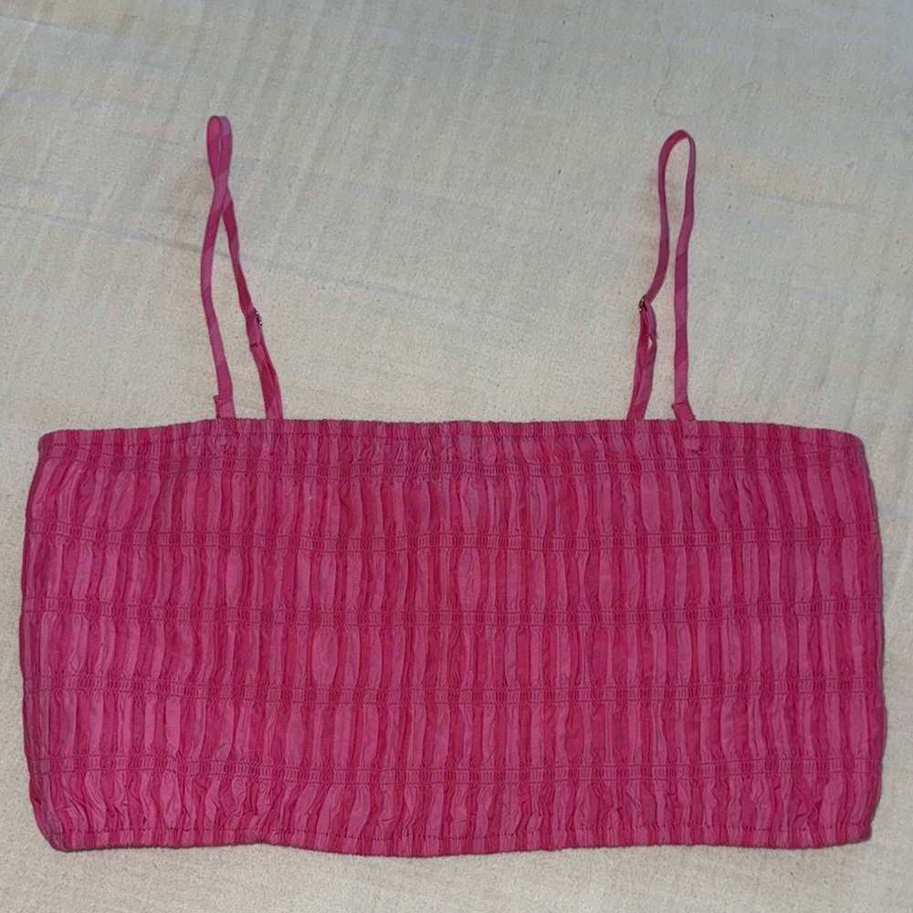 A New Day Pink Ribbed Sleeveless Crop Tank Top